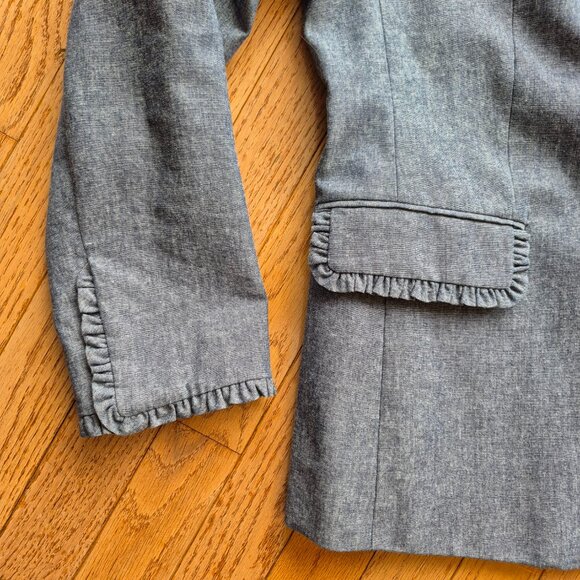 J.Crew REGENT Chambray Blazer Blue Ruffle 10 - Picture 4 of 15